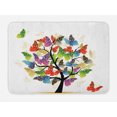 thumbnail image 1 of Modern Bath Mat, Artistic Nature Tree with Floral Butterflies Leaves Vivid Vibrant Artwork Print, Non-Slip Plush Mat Bathroom Kitchen Laundry Room Decor, 29.5 X 17.5 Inches, Multicolor, Ambesonne, 1 of 2