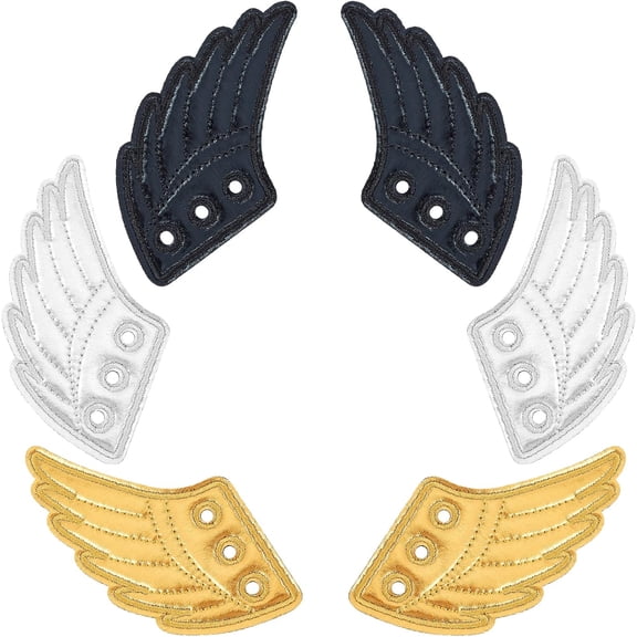1 Set 3 Pairs Shoe Wings Accessory Shoes Decorations Lace in Wings Angel Silver Gold Black Fabric Lace Decoration Charm for DIY Shoes Craft Skates Sneakers Running Shoes