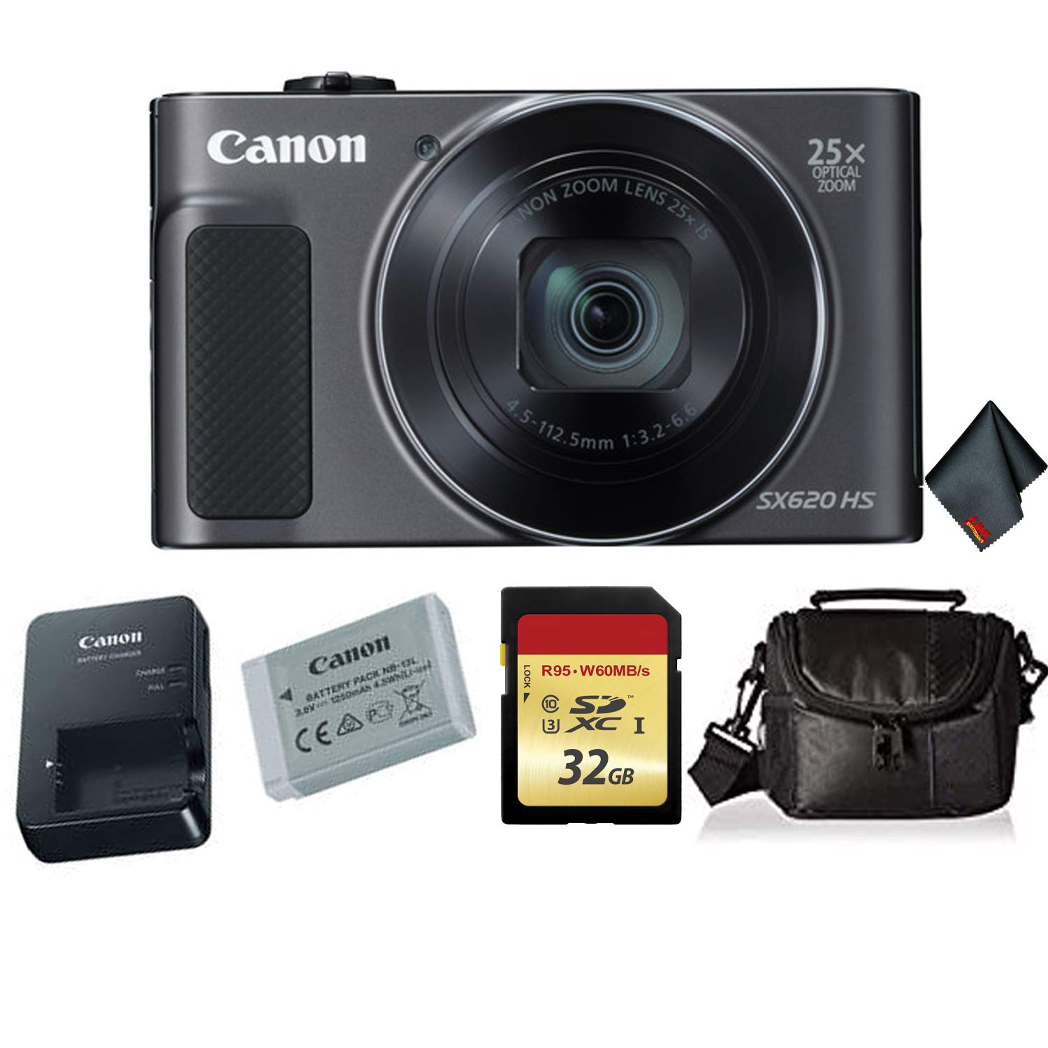 Canon PowerShot SX620 HS Digital Camera (Black) Bundle +32 GB Memory