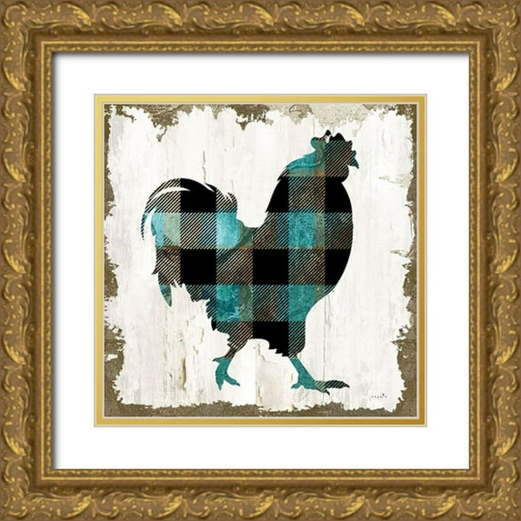 Sophie 6 12x12 Gold Ornate Wood Framed with Double Matting Museum Art Print Titled - Farm Fashion Rooster