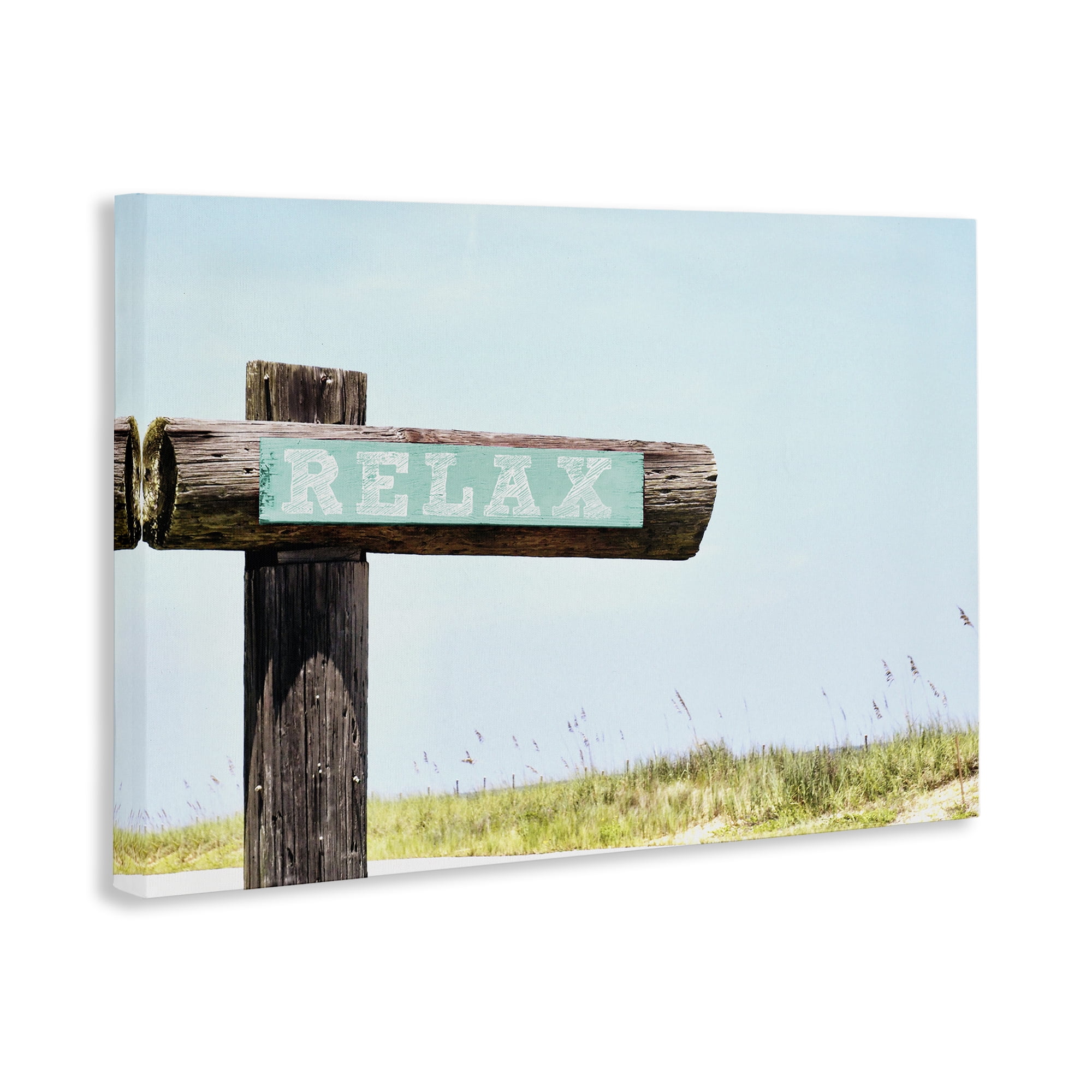 Stupell Industries Relax Sign on Beach Landscape Photography Gallery Wrapped Canvas Art Print Wall Art, 30 x 20