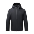 thumbnail image 2 of Men Solid-Color Fashionable Zipper Pocket Double-sided Detachable Hat Long Sleeve Hooded Casual Outwear Jacket Black XXXL, 2 of 6
