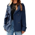 thumbnail image 5 of Double Breasted Women Long Sleeved Casual Trench Coat Lapel Jacket, 5 of 6