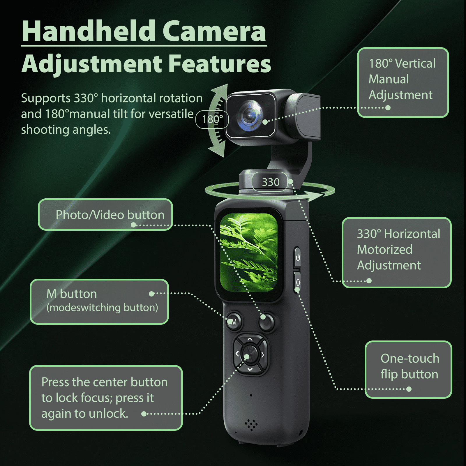 Saneen 4K Vlogging Camera 75MP Handheld Cameras Touchscreen Pocket Video Recorder with 330° Rotating Lens Face Tracking Camera with Tripod & 16GB Card