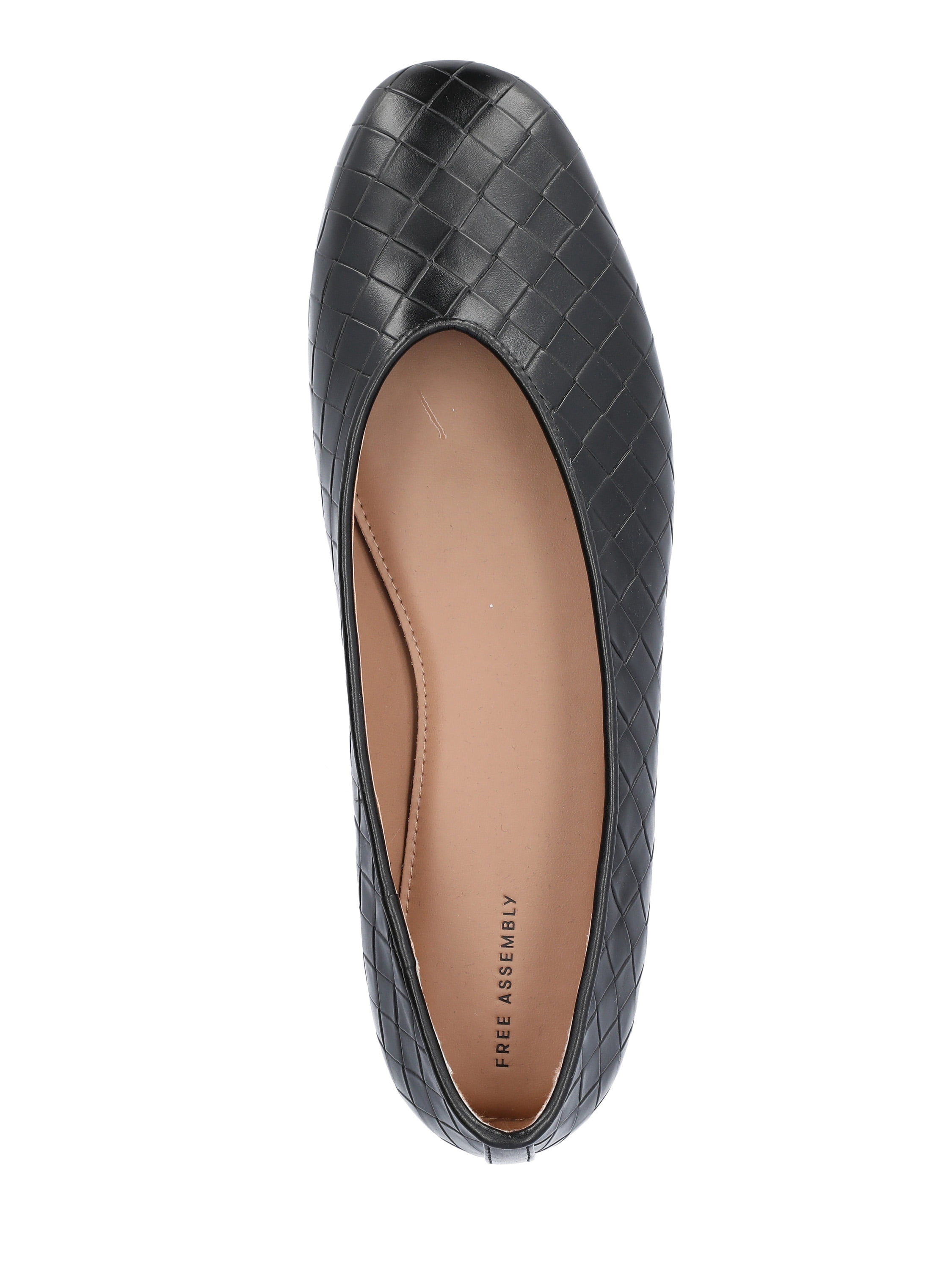 Free Assembly Women's Faux Leather Basketweave Textured Flats, Sizes 6-11