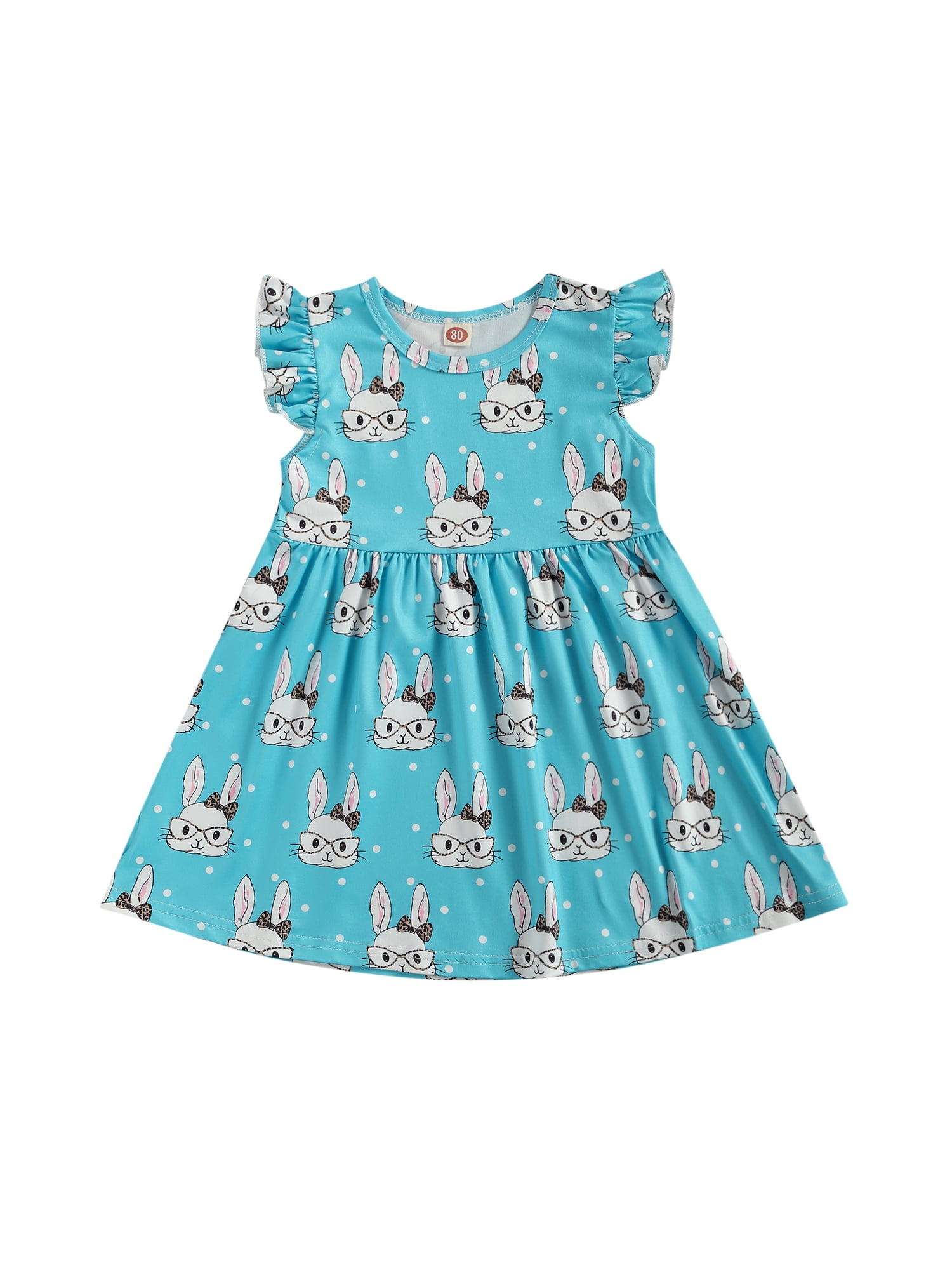 Calsunbaby Easter Dress Kid Baby Girls Summer Round Neck Sleeveless Rabbit Dress