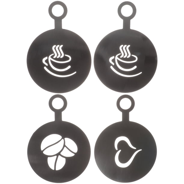 KAKOWELY 4 plantillas para decoración de café, plantillas para latte art, plantillas decorativas para café y plantillas para capuchino.