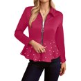 thumbnail image 5 of Women's Plus Size Heavy-Duty Beaded Jacket - Fashion Elegant Solid Color, Rose Red, XXL, 5 of 6
