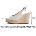 thumbnail image 5 of Platform Wedge Sandals for Women Comfortable Ankle Strap High Heel Wedges Fashion Leather Peep Toe Summer Dress Shoes Beige Size 8, 5 of 7