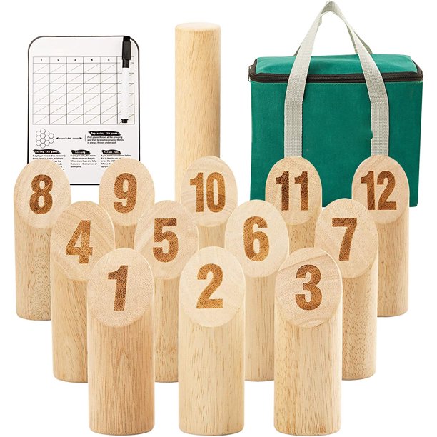 SWEET TIME Wooden Throwing Game Set, Numbered Block Tossing Game with