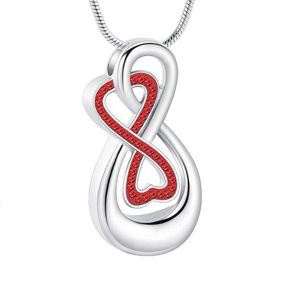 Infinity Love Cremation Urn Necklace for Ashes With Crystal Ashes Necklace for Women Memorial Cremation Jewelry Ash Holder