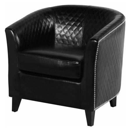 Mia Black Leather Quilted Club Chair