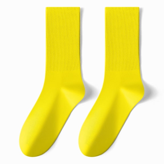 XmhyTop-A 3-Pack Cotton Crew Socks Solid Color Athletic Calf Socks, Lightweight Breathable Casual Socks, Daily Wear Comfort,Yellow