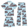 thumbnail image 2 of Girls Pajamas 3 Piece Set Size 14-16 Satin Button Down Pjs Short Sleeve Top Shorts & Long Pants Cute Patterns Valentine's Day Pajama Sets Loungewear Nightwear 3pcs Sleepwear, 2 of 6