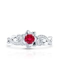 thumbnail image 4 of Rosec Jewels AAAA Quality Lab Grown Ruby Flower Engagement Ring with Diamond - Nature Inspired Ring for Women - with Jewelry Box, 18K White Gold, US 11.00, 4 of 8