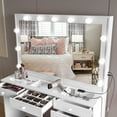 thumbnail image 3 of Ember Interiors Polly Modern White Painted Vanity Table, Lights, USB Port, for Bedroom, 3 of 6