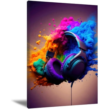 16x24inch Gaming Room Wall Decor Art Colorful Headphone Picture Print Pop Art Game Controller Wall Art Poster Prints for Boys Street Bedroom Dorm Playroom Cave Home Decor UNFRAMED