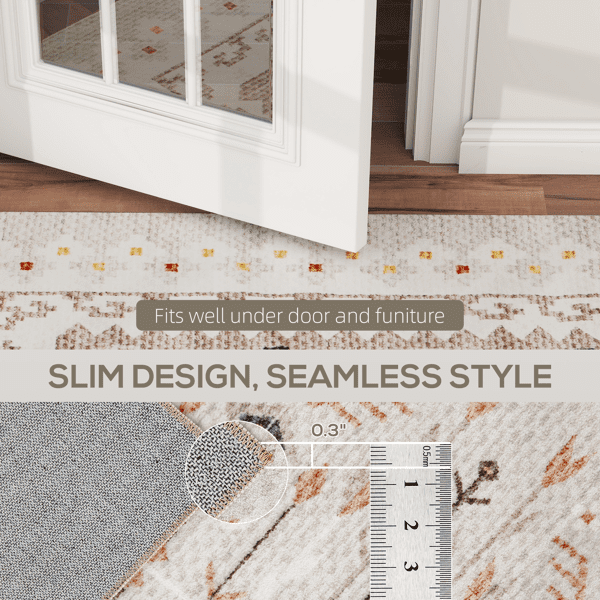 Brown Geometric & Floral Pattern Area Rug 120.1"x96.1" Flannel Soft Non-Slip TPR Backing Machine Washable Rug for Living Room Bedroom