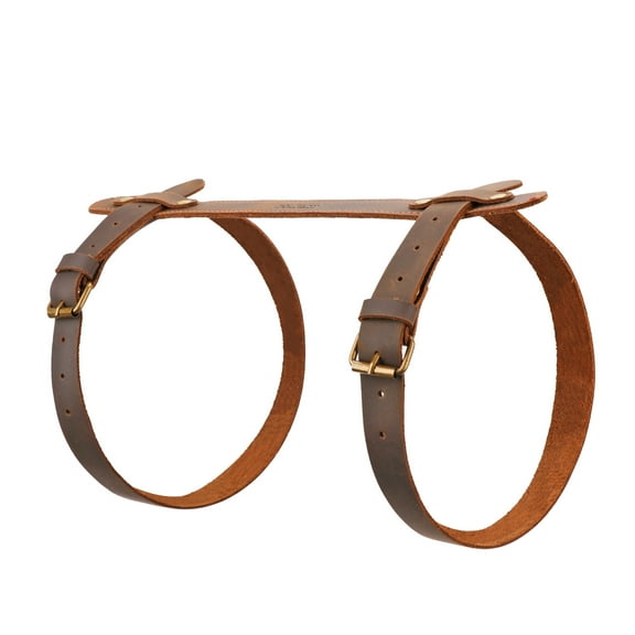 TOURBON Leather Picnic Mat Blanket Strap Cargo Strap Travel Tied Cargo Luggage Tool Strap Outdoor Camping Brown