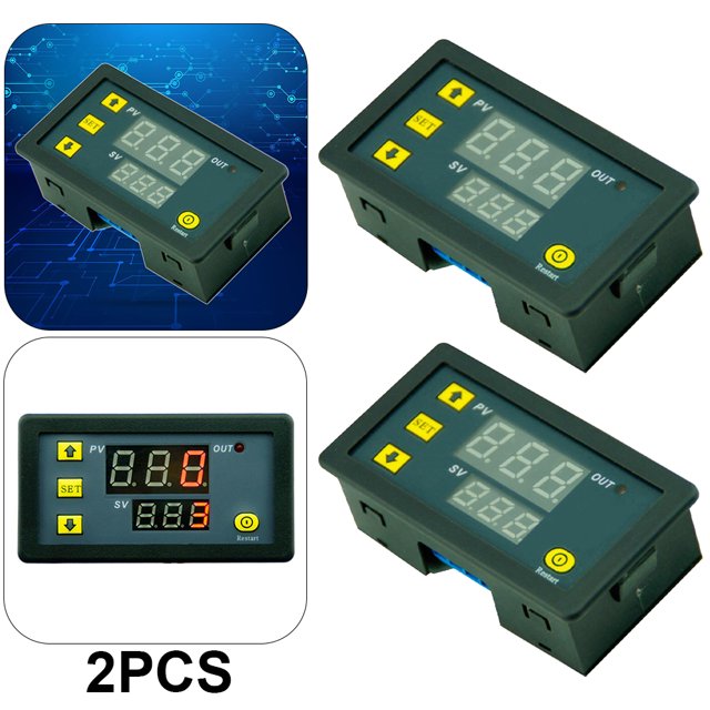 2 Uds DC12V 20A Relé Pantalla Digital Temporizador Ciclo Pantalla Dual para Potencia Control