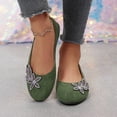 thumbnail image 5 of Gpaecead Women's Rhinestone Floral Ballet Flats Faux Suede Slip On Cushioned Dress Shoes For Office, Party And Commute Green, 5 of 8