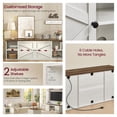 thumbnail image 3 of LEDREM Farmhouse TV Stand for 80-Inch TVs, Entertainment Center with Sliding Barn Doors and 4 Storage Compartments, Rustic White and Brown, 3 of 6