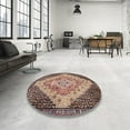 thumbnail image 3 of Ahgly Company Tapis Rond Intérieur Traditionnel Brun Rougeâtre Médaillon, 3 Pieds Rond, 3 of 6