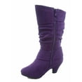 thumbnail image 2 of Auto 8k Youth Girl's Kid's Zipper Low Heel Round Toe Buckle Dress Boot ( Purple, 2 ), 2 of 2