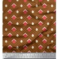 thumbnail image 1 of Soimoi Brown polyester Crepe Fabric Hut & Dots Decor Fabric Printed Yard 42 Inch Wide, 1 of 3