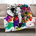 thumbnail image 6 of Kainsy Elephant Throw Blanket Elephant Splash Ink Watercolor Flowers Flannel Fleece Bed Blanket Gifts for Men Women Adults Kids Plush Throws Blanket for Couch Sofa Bed inches(60"x80"), 6 of 7