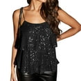 thumbnail image 2 of HongQid Women's Layered Ruffle Strappy Sequin Sparkle Shimmer Camisole Sleeveless Tanks Tops, 2 of 9