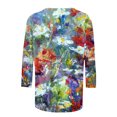 thumbnail image 5 of T-shirt for Imprimé à la Mode pour Femmes Manches 3/4 Blouse Col Rond Tops Décontractés Blouses Summer sur Clearance, 5 of 5