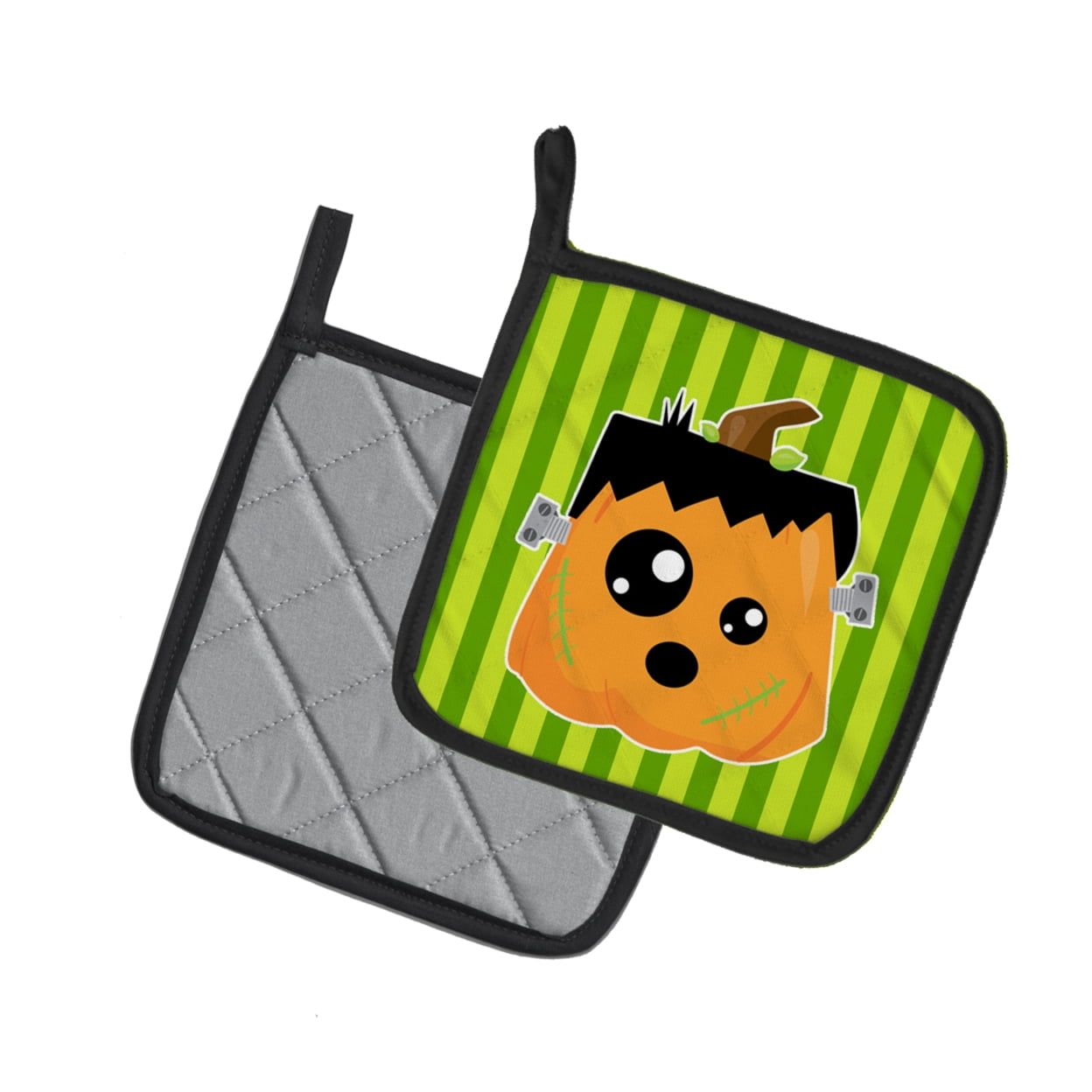 Halloween Pumpkin Frankenstein Pair of Pot Holders