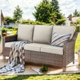 thumbnail image 2 of Bellefurn Patio 3 Seater Outdoor Sofa Outdoor Couch with Waterproof Sofa Cover,High Back Rattan Deep Seat Sofa for Outdoor,Lawn,Backyard, 2 of 10