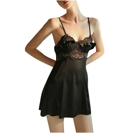 

Womens Lingerie Sets Clearance Bib Pants Coverall Undershirts Babydoll Lingerie for Women Black L