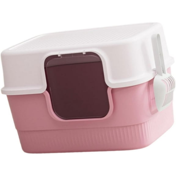 Fully Covered Cat Litter Box,Kitten Litter Pan,Easy to Use,Pet Cleaning Tool,Cat Bedpan Pet Cat Toilet Sandbox for Small Pets, Pink