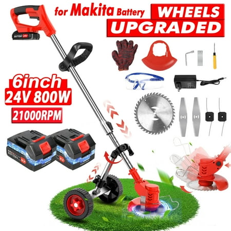 Grass Trimmer Cordless Electric Weed Eaters & Weed Trimmer Tanbaby 6 inch Weed Wacker Kit with Upgraded Wheels