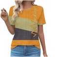 thumbnail image 2 of Fiudx Ofertas y Liquidaciones Top de Primavera/Verano de Manga Corta Informal de Moda con Cuello Redondo para Mujer, 2 of 5