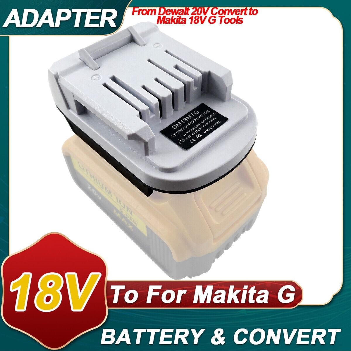 Adapter For De*walt DCB200，DCB201，DCB203 /Mil*wau*kee M18，48-11-1880，48-11-1835 Li-ion Battery to For Ma*kita G series BL1813G Tool