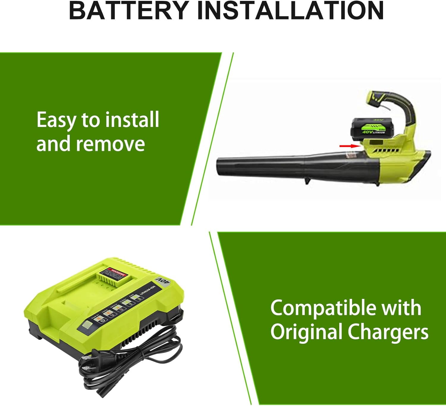 1PACK 6.0Ah 40 Volt Lithium Replacement for OP4026 Battery 40V Battery OP4050A OP4015 OP40201 OP40261 OP4030 OP40401 OP4050  OP40601 Cordless Power Tools