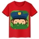 thumbnail image 3 of Camiseta de algodón roja de manga corta de verano para niños y niñas con estampado de cabeza grande de Sasquatch furtivo, 3 of 5