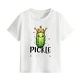 thumbnail image 4 of Virmaxy (2-14 Years Old)Pickle Letter Printed Shirt For Toddler Boys Girls Casual Printed Gherkin Pattern T-Shirt Kids Spring Summer Loose Short Sleeve Crew Neck Top White-1 2 Years, 4 of 4