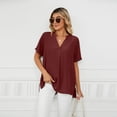 thumbnail image 6 of Zoeecloth Women's Casual Shirts V Neck Short Sleeve Pullover Shirts Summer Shirts Tops Loose Shirts S-XXL, 6 of 9