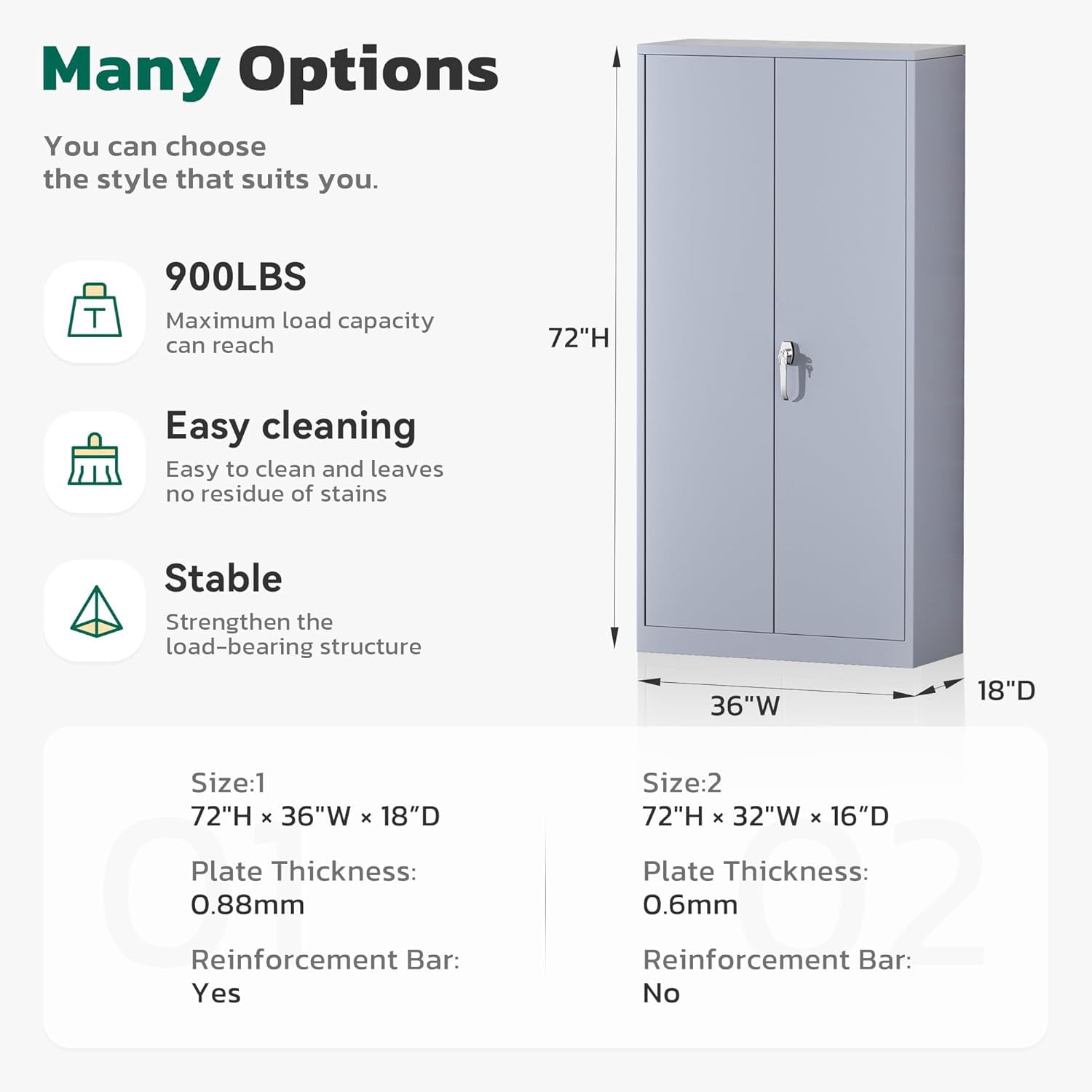 SOLAURA 72 inches Tall Metal Garage Storage Cabinets, Lockable Steel Storage Cabinet with Doors and Adjustable Shelves for Office, Home, Shops, Garage, Assembly Required, Cement Gray