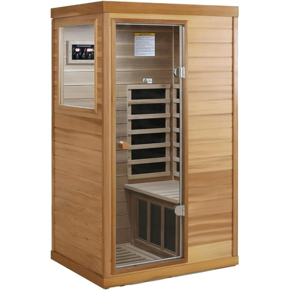 Saunas  Far Infrared Sauna, Indoor Dry Sauna (Red Cedar, 1 Person Mini Size Left Door)