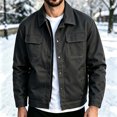 thumbnail image 2 of Thousandth Sherpa Lined Trucker Jacket for Men Lapel Collar Button Front Outerwear Casual Multi Pockets Work Coat for Outdoor Daily Street, 2 of 6