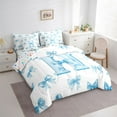 thumbnail image 3 of Homewish Blue Ribbon Letter H Bedding Comforter Set 7 Pieces, Cartoon Cute Monogrammed Full Bedding Set, Princess Fairy Tale Bow Reversible Fitted Sheet Flat Sheet, Super Cozy Room Decor, 3 of 7