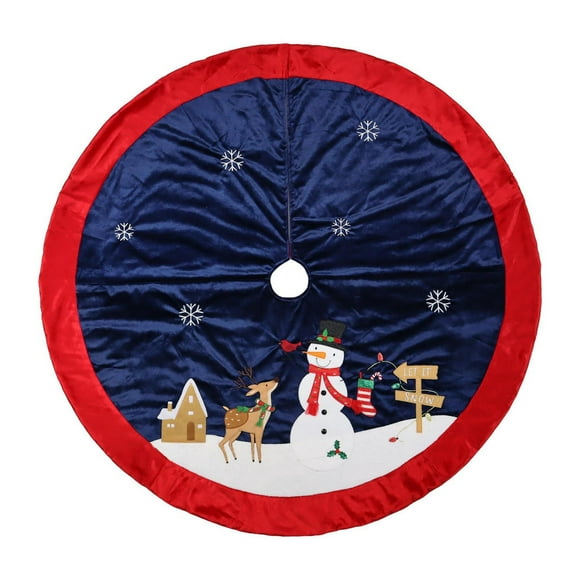 Temps des fêtes 48 pouces Velours Bonhomme de neige Jupe d’arbre, Bleu