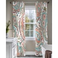 thumbnail image 4 of Paisley Flower Sheer Curtains 63 Inch Length 2 Panels Set for Living Room/Bedroom, Spring Watercolor Floral Leaf Plant Orange Kitchen Curtains Grommet Semi-Sheer Curtains Window Treatments 42"x63"x2, 4 of 7