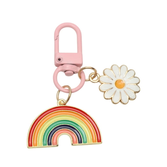 Unique Bargains 1 Pc Fashionable Rainbow Flower Handbag Charm Decorative Keychain Multicolored
